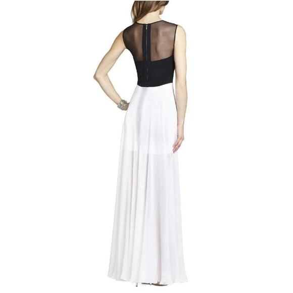 BCBGMAXAZRIA Giovanna Silk Blend Gown Dress White Black Size S - Picture 2 of 7